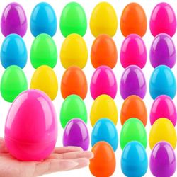 24 Pack Large Easter Eggs 4 Inch Colorful Easter Eggs Empty Easter Egg Fillable Flat Bottom Plastic Surprise Eggs 
