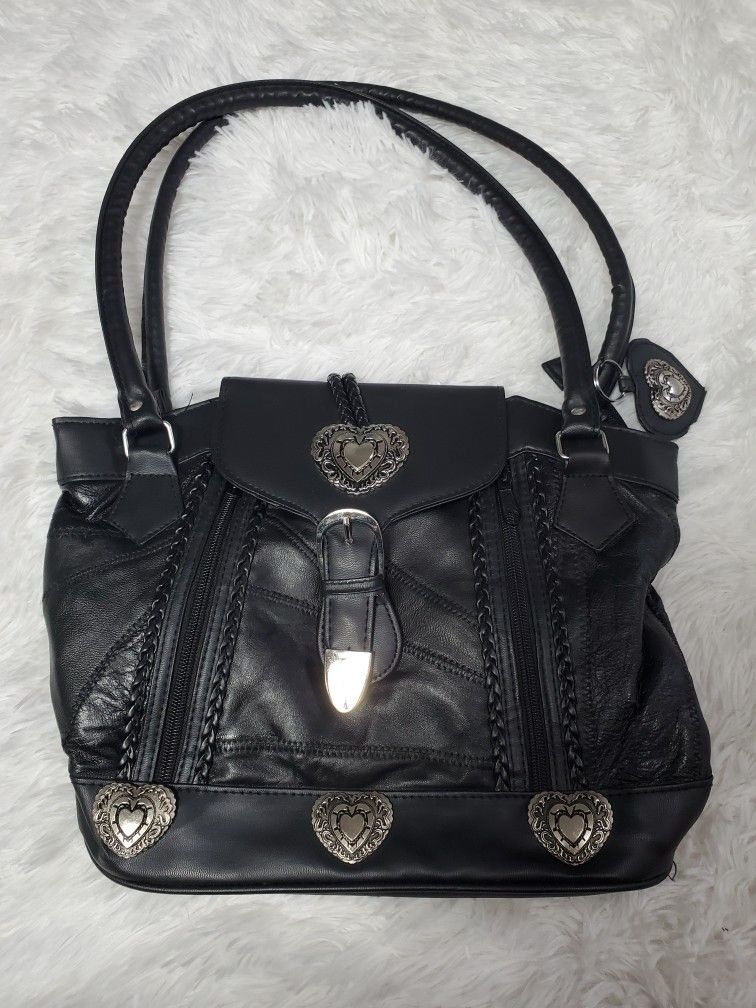 BLACK PATCHWORK LEATHER PURSE!