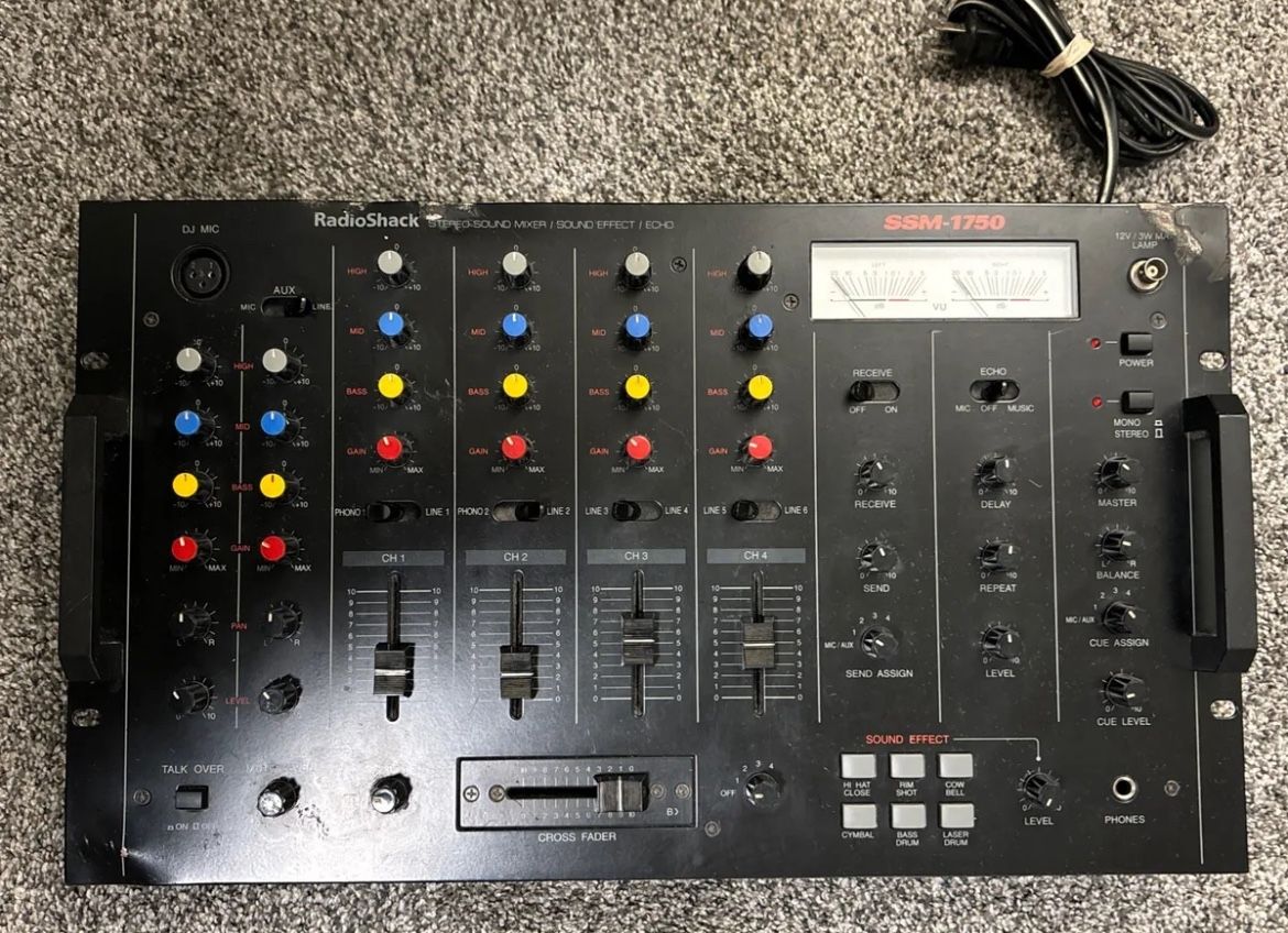 1980’s Radio Shack 4-ch 19” Rack Mount DJ Mixer