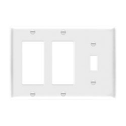 ENERLITES - Combination Three-Gang Wall Plate – Toggle and 2 Decorator/GFCI - WHITE