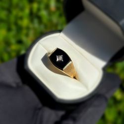 Jewelry 10k solid yellow gold onyx stone natural diamonds 3.01CTW ring size 11.50