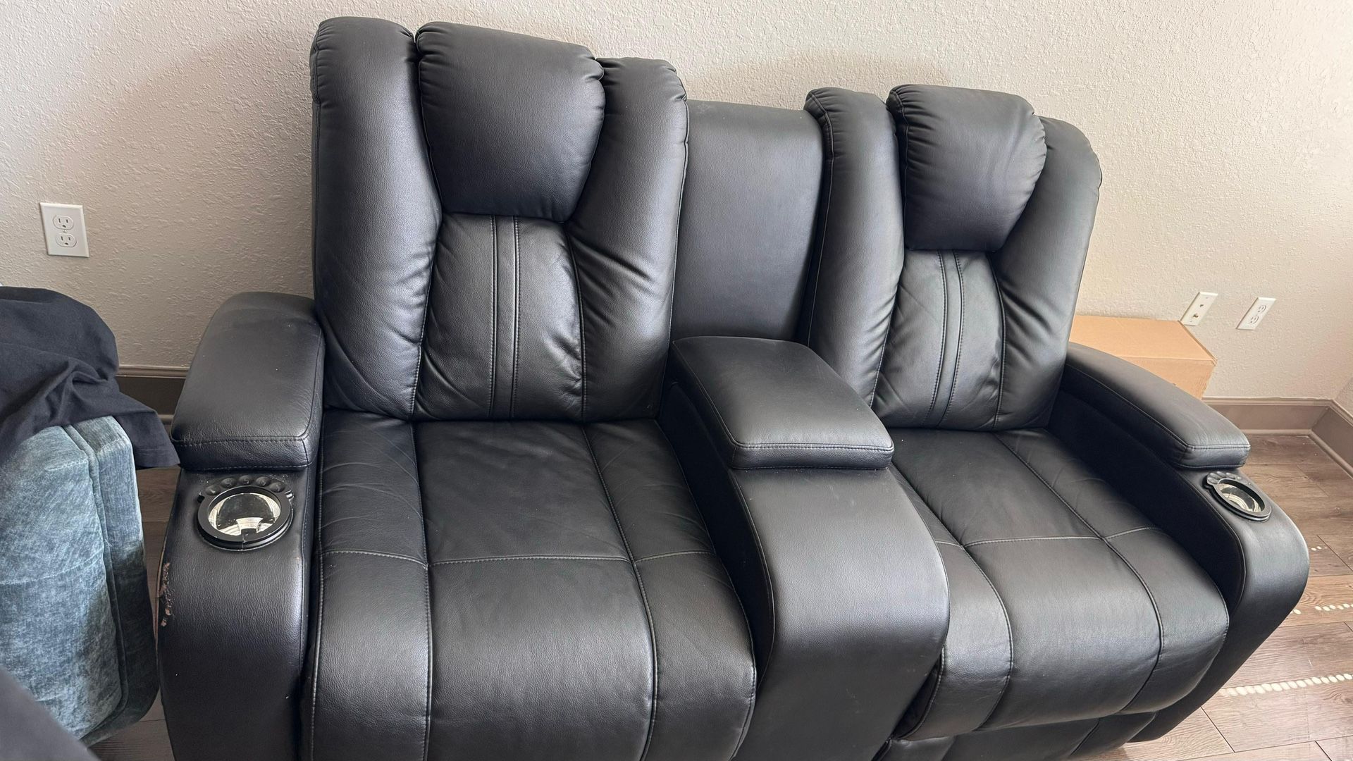 Black Leather Reclining Sofa