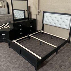 Black Silver Queen Bedroom Set 