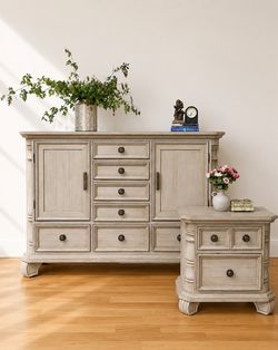 High end bedroom set, reclaimed wood finish