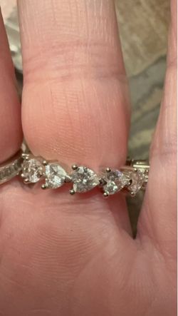 Silver Band Ring with Clear Stones