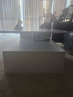 White Modern Coffee Table with Glass Top