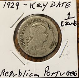 1929 (Key Date) Republica Portuguesa 1 ESCUDO coin Rare