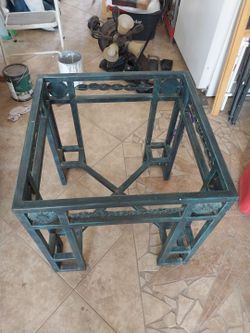 2 metal  with  glass   top side tables  24"x 24"  tall 24"