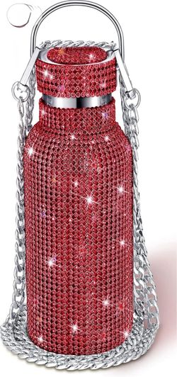 Rhinestone Water Bottle With Chain