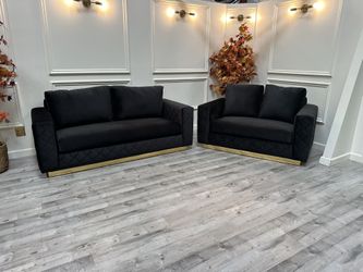 Black quilted Sofa And Love Seat