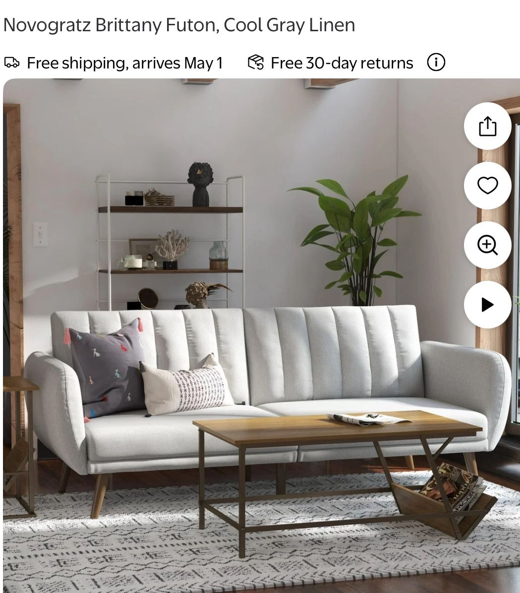 Novogratz Brittany Futon (Cool Grey)