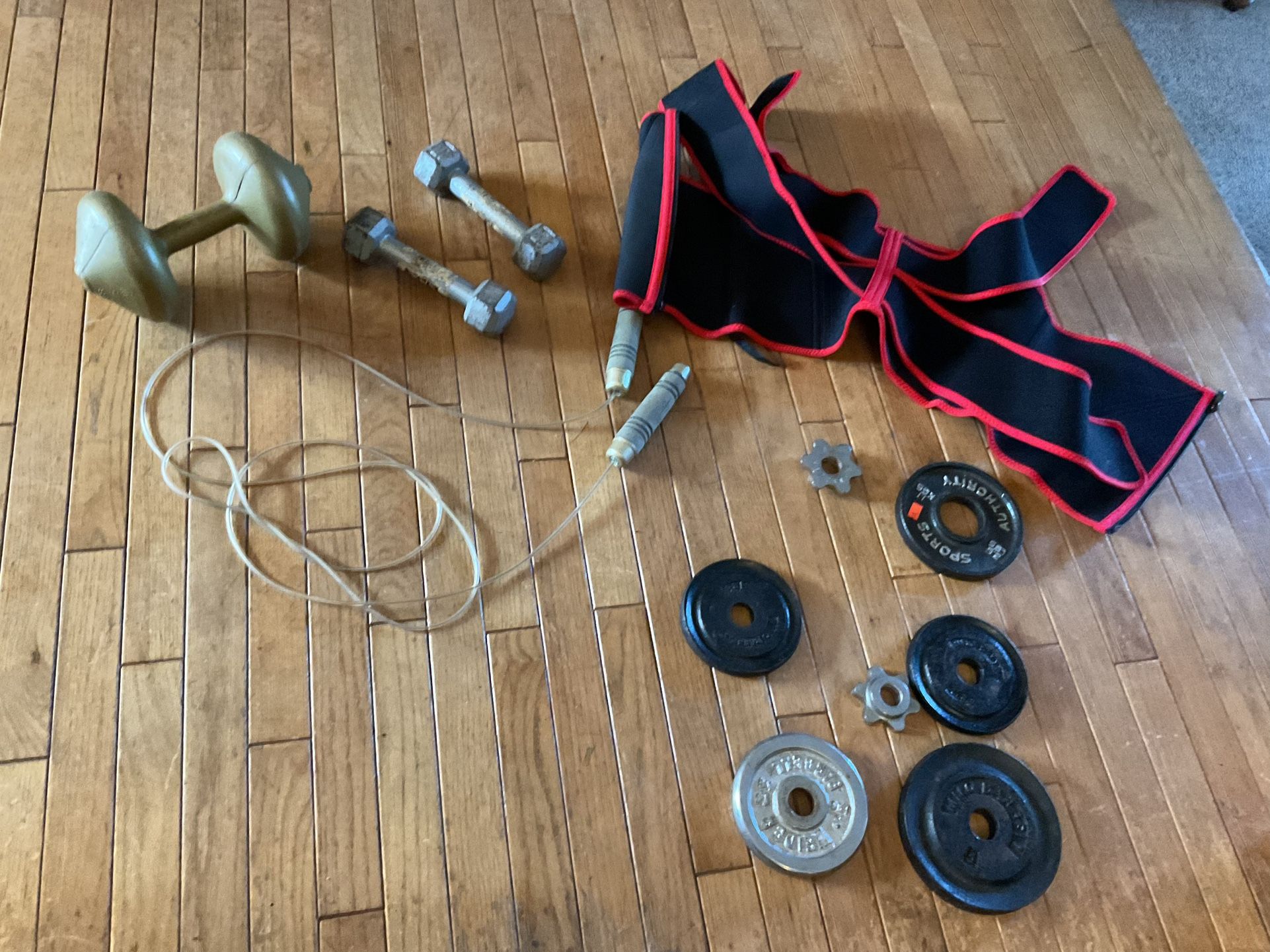 Many Exercise Items, Including A Nice Jump Rope, An Almost New Back Support And More (NO SHIPPING)