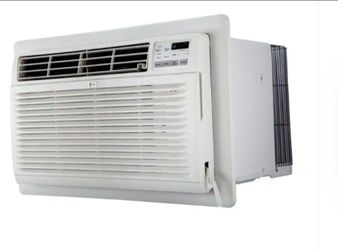 LG 9,800 BTU 230V Through-the-Wall Air Conditioner Cools 440 Sq. Ft. with Remote, Dehumidifier and in White