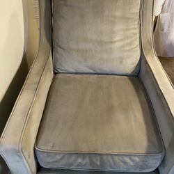 Faux Suede Olive Green Accent Chair. Price Reduced, See Description!