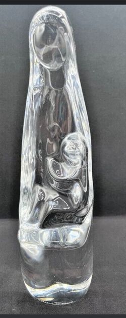 Daum Mary and Baby Jesus Crystal Art Made in France Signed