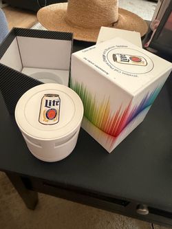 Miller Lite wireless phone charger, and Bluetooth speaker