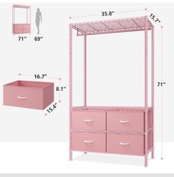 Pink rack with 4 drawers