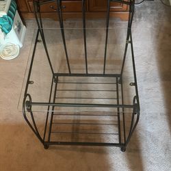 Black Iron And Glass End Table