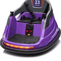 6V Kids Bumper Car, Electric Baby Bumper Car for Toddlers 1-3 with Remote Control, 3 Speeds - Purple