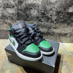 Nike Air Jordan 1 Mid Black Green White US Size 12C Toddler Youth
