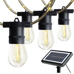 Glowing Wires 29FT Solar Powered Outside IP65 Waterproof Hanging Warm White Led 10*S14 Edison Bulbs