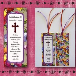 Funeral / Memorial Bookmark - Prayer Cards - Bible Bookmarks - Remembrance Cards - Burlap w/ Pansies