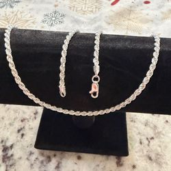 3MM Silver Rope Chain 925 20”