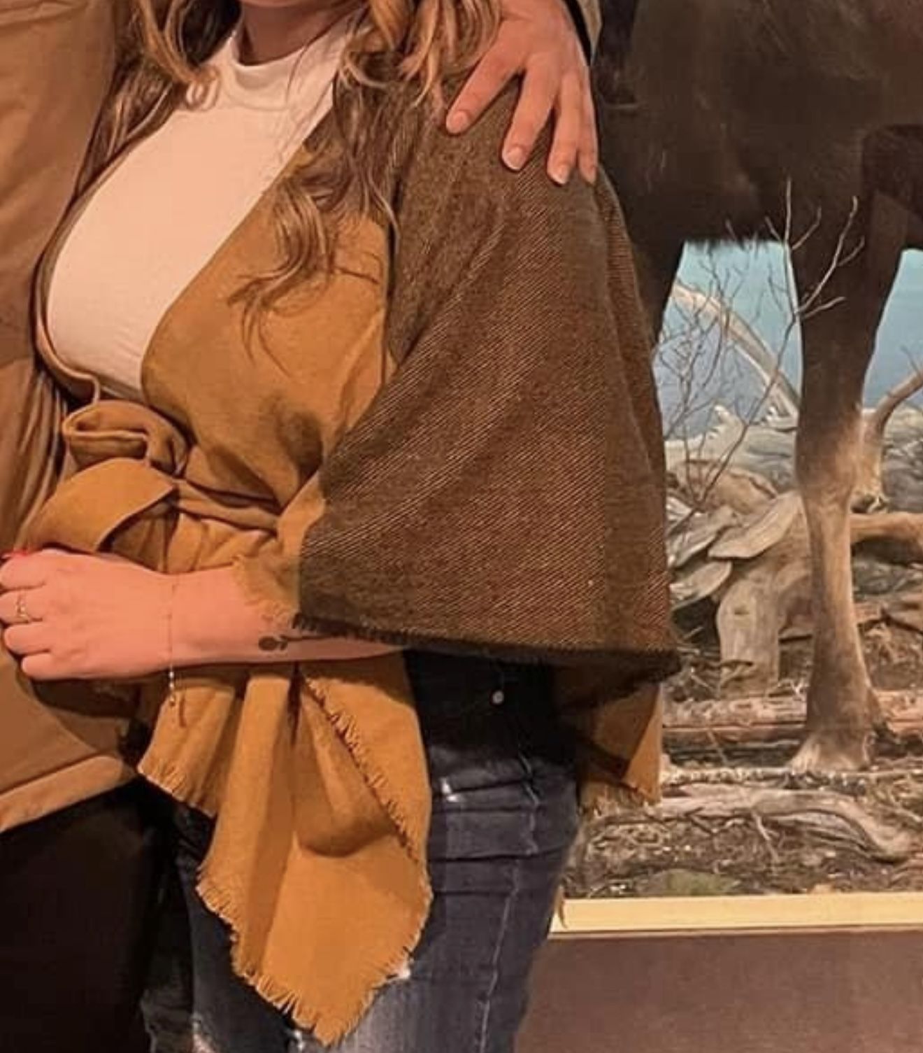 Women Dark Brown And Light Brown Cardigan