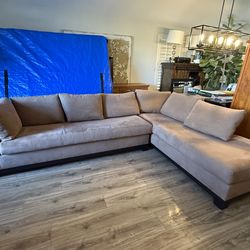 Creative Leather sectional sofa - genuine suede couch in caramel