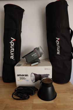 Amaran 200x Light with Aputure Light Dome II and Lantern