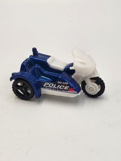 Matchbox Police Motorcycle Trike with Sidecar Diecast Toy Blue White No. 420 -P7