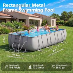 Rectangular Metal Frame Swimming Pool 20ft