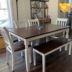 Whitesburg  6 Pcs Dining Table Set Table 4 Chairs and Bench Finance and Delivery Available 