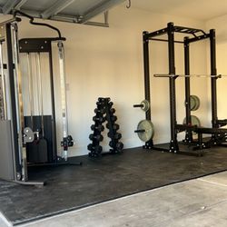Cable Machine, Power Cage, Weights and Dumbbells
