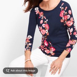 Talbots-floral Crewneck Sweater