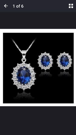 Fashion silver filled blue sappier crystal jewelry locket set