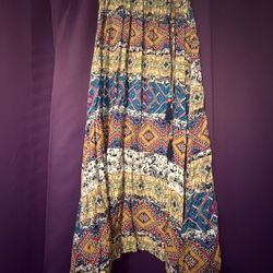 Boho Hippy Flowy Colorful Maxi Skirt, Size M