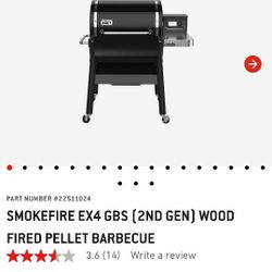 SmokeFire EX4 GBS (2nd Gen) Wood Fired Pellet Barbecue. ⬇️⬇️See Description Below. 