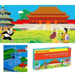 Panda Juniors Jumbo Floor Puzzles for Kids Ages 3-8, 30 Piece jumbo puzzles for Toddler ,Travel Around China Puzzle


