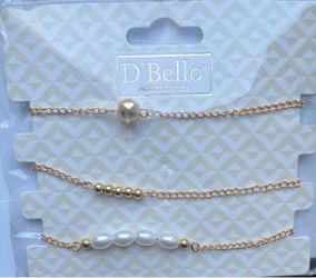 D'Bello Gold Chain Bracelet Set of 3