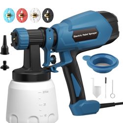 🔥Brand new🔥 Paint Sprayer, Electric Spray Paint Gun, 3 Modes & 4 Brass Nozzles, with Cleaning & Blowing Joints, Variable Flow Control, for Doors, Fe