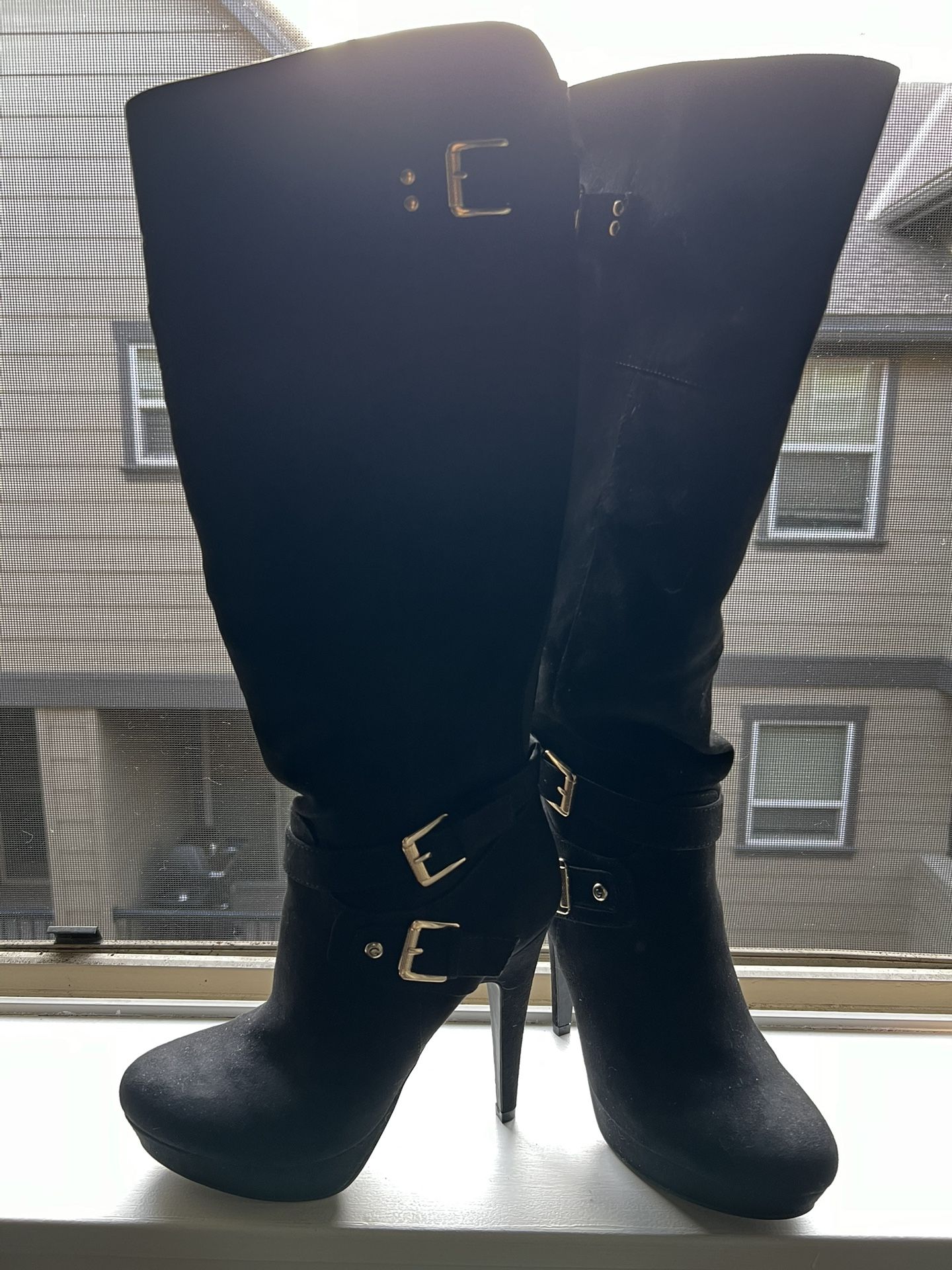 G by Guess Suade Black Platform Boots