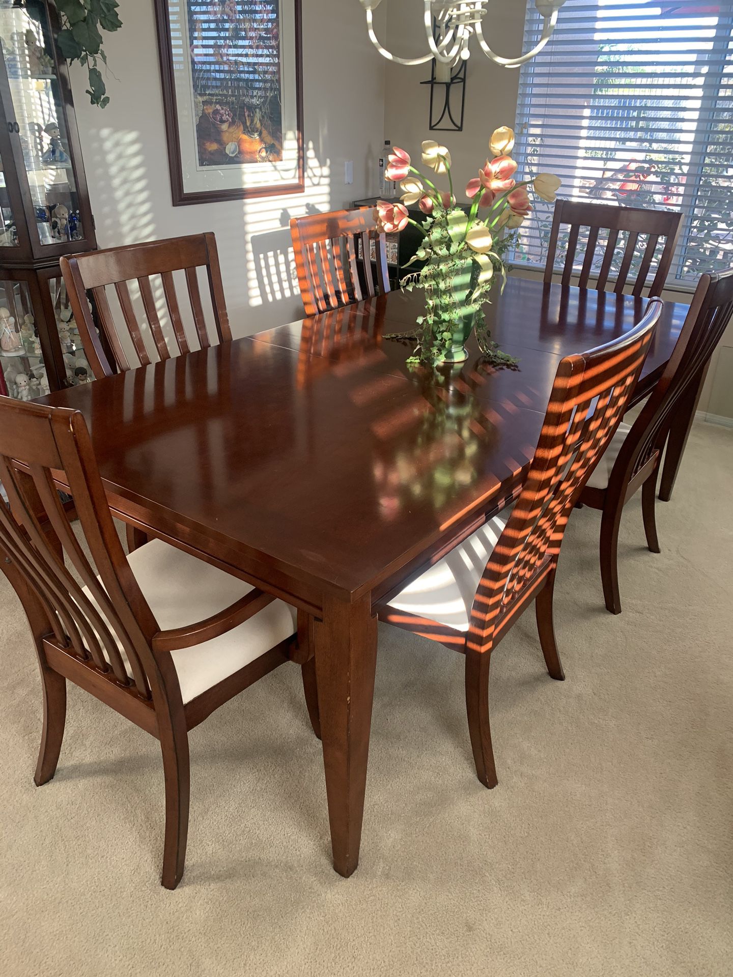 Dining Room Table, 6 Chairs, Leaf & Buffet Table