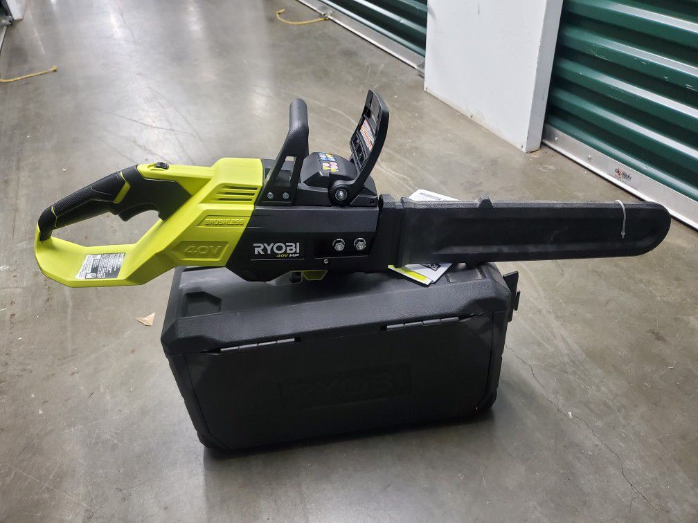 
RYOBI
HP 18 in. 40-Volt Brushless Electric Battery Chainsaw (Tool-Only)  NEW. Not NEGOTIABLE 
