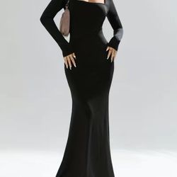 Elegant Long Black Dress, New