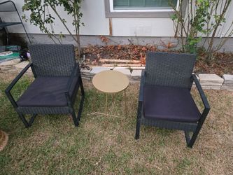 Lawn/patio chairs and table.