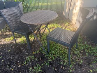 Outdoor Wicker Bistro Table & Chairs Set