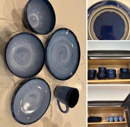 New, Sango Nova Blue dishes set - serves 8, 40 pieces