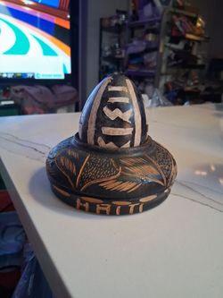 Haiti Hand-Carved Wooden Egg Figurine