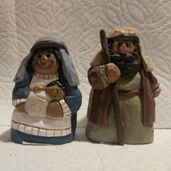 VTG CHRISTMAS EDDIE WALKER  NATIVITY CARVED  HANDPAINTED JOYOUS  WOOD FIGURES 